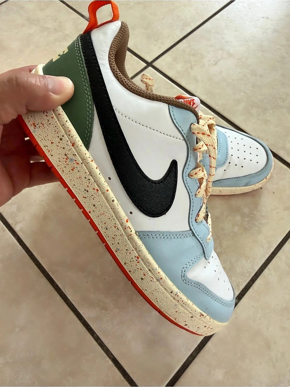 Nike Dunk Low-Top Sneakers in Blue & White
